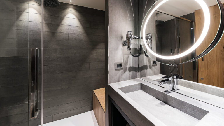 Bringing to mind the hues and textures of the mesmerising Dolomiti di Brenta mountains